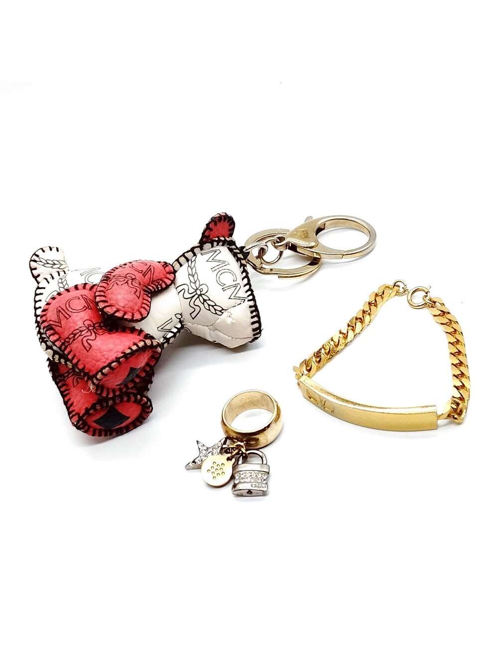 Chloe MCM Valentino Garavani Bracelet Charm Ring 3 set Gold PVC 4606931